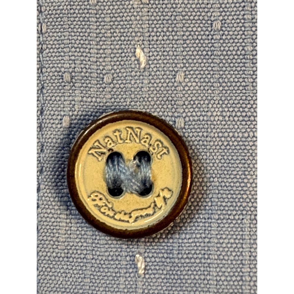 Nat Nast Luxury Originals Silk Linen Shirt Mens Large Blue Short Sleeve Dobby L - Picture 9 of 13